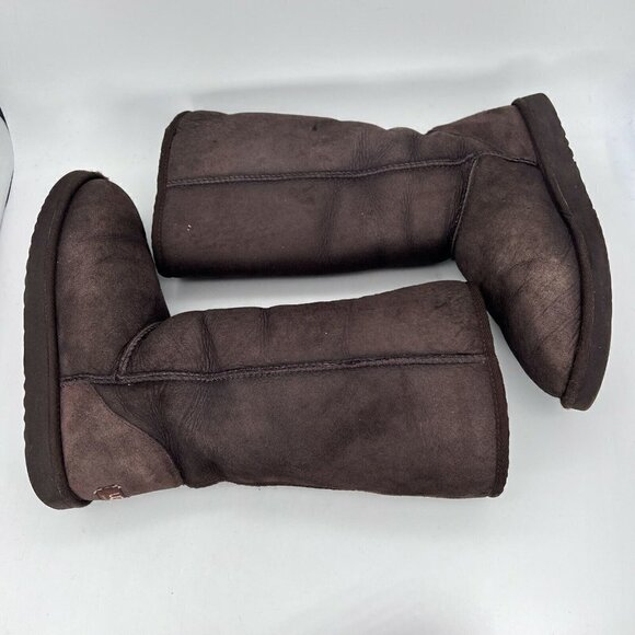 UGG Classic Women Size 8 Tall Winter Snow Boots Brown Mid Calf 5805 - Picture 5 of 11